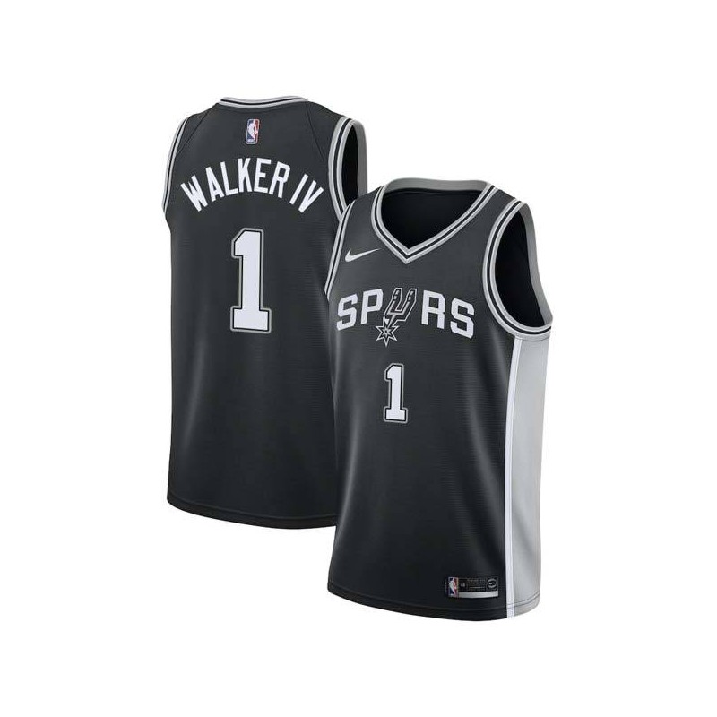 Black Lonnie Walker IV Spurs #1 Twill Basketball Jersey