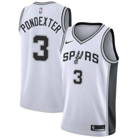 White Quincy Pondexter Spurs #3 Twill Basketball Jersey