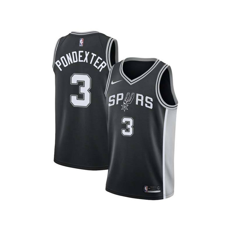 Black Quincy Pondexter Spurs #3 Twill Basketball Jersey