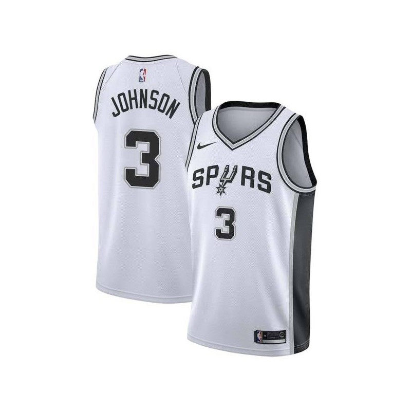 White Keldon Johnson Spurs #3 Twill Basketball Jersey