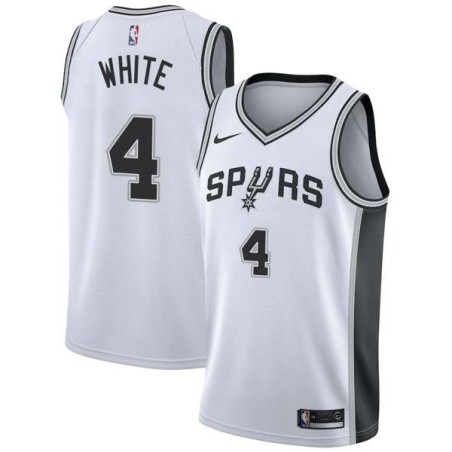 White Derrick White Spurs #4 Twill Basketball Jersey