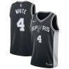 Black Derrick White Spurs #4 Twill Basketball Jersey