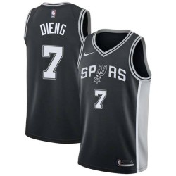 Black Gorgui Dieng Spurs #7 Twill Basketball Jersey