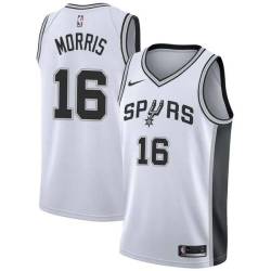 White Jaylen Morris Spurs #16 Twill Basketball Jersey