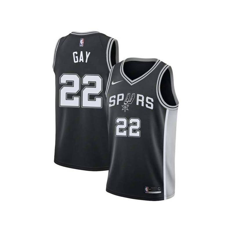 Black Rudy Gay Spurs #22 Twill Basketball Jersey