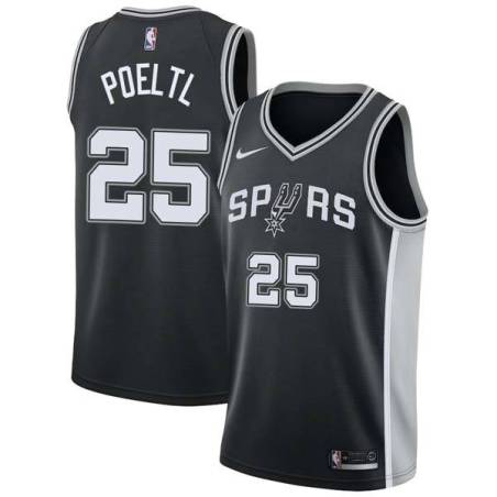 Black Jakob Poeltl Spurs #25 Twill Basketball Jersey