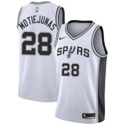 White Donatas Motiejunas Spurs #28 Twill Basketball Jersey