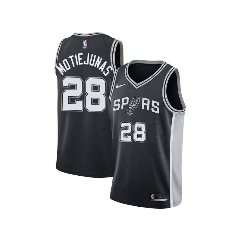 Black Donatas Motiejunas Spurs #28 Twill Basketball Jersey