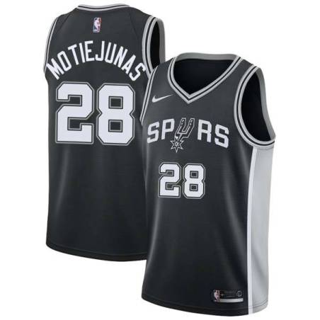 Black Donatas Motiejunas Spurs #28 Twill Basketball Jersey