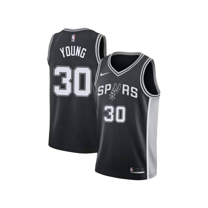 Black Thaddeus Young Spurs #30 Twill Basketball Jersey