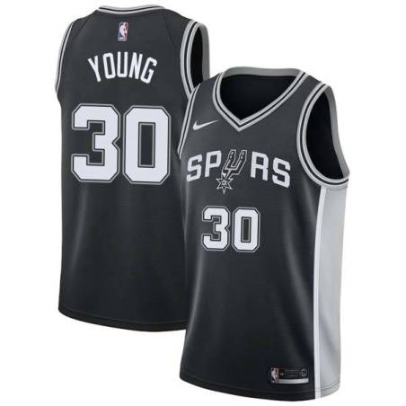 Black Thaddeus Young Spurs #30 Twill Basketball Jersey