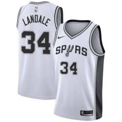 White Jock Landale Spurs #34 Twill Basketball Jersey