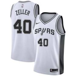 White Tyler Zeller Spurs #40 Twill Basketball Jersey