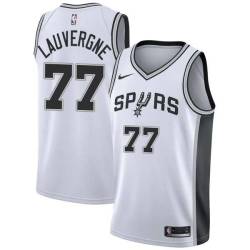 White Joffrey Lauvergne Spurs #77 Twill Basketball Jersey