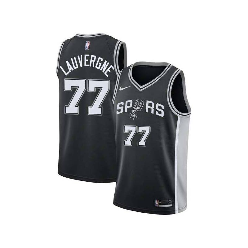 Black Joffrey Lauvergne Spurs #77 Twill Basketball Jersey