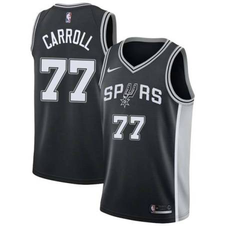 Black DeMarre Carroll Spurs #77 Twill Basketball Jersey