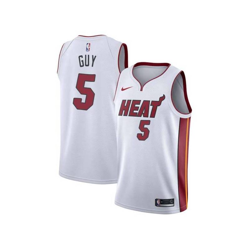 White Kyle Guy Heat #5 Twill Basketball Jersey