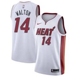 White Derrick Walton Heat #14 Twill Basketball Jersey