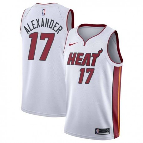 White Kyle Alexander Heat #17 Twill Basketball Jersey