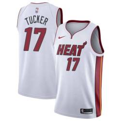 White P.J. Tucker Heat #17 Twill Basketball Jersey