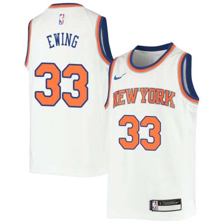 White Patrick Ewing Twill Basketball Jersey -Knicks #33 Ewing Twill Jerseys, FREE SHIPPING
