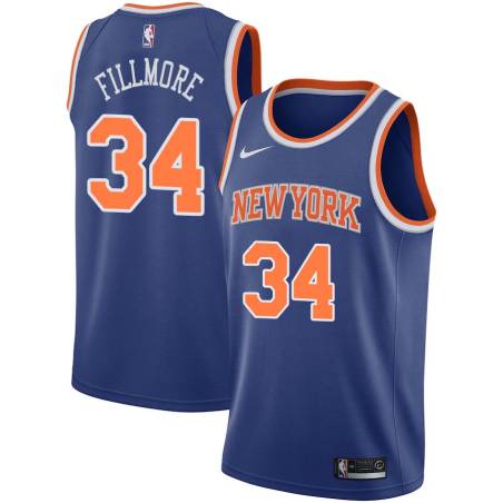 Blue Greg Fillmore Twill Basketball Jersey -Knicks #34 Fillmore Twill Jerseys, FREE SHIPPING