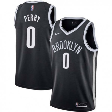 Black Reggie Perry Nets #0 Twill Basketball Jersey