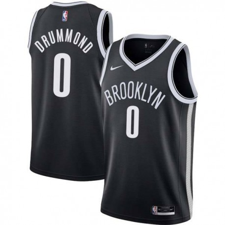 White Andre Drummond Nets #0 Twill Basketball Jersey