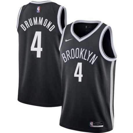 White Andre Drummond Nets #4 Twill Basketball Jersey