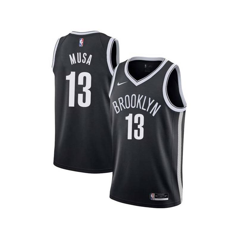 Black Dzanan Musa Nets #13 Twill Basketball Jersey
