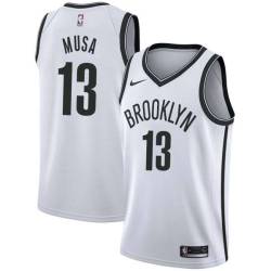 White Dzanan Musa Nets #13 Twill Basketball Jersey