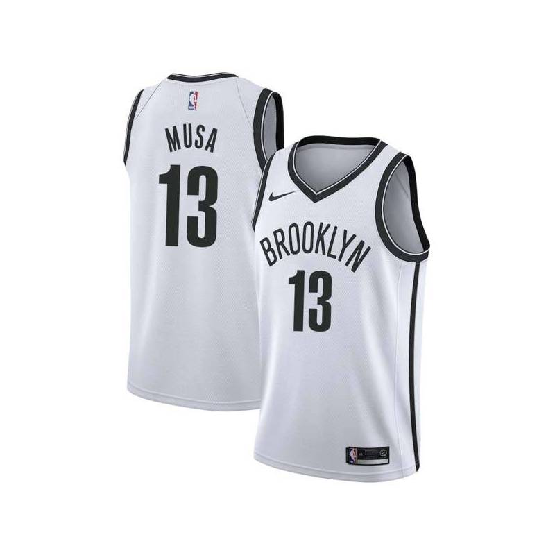 White Dzanan Musa Nets #13 Twill Basketball Jersey