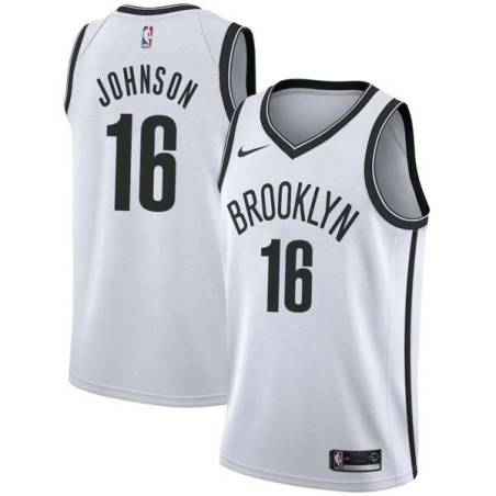 Black James Johnson Nets #16 Twill Basketball Jersey