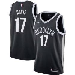 White Ed Davis Nets #17 Twill Basketball Jersey