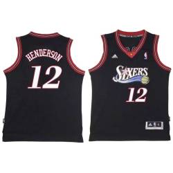 Black Throwback Gerald Henderson Twill Basketball Jersey -76ers #12 Henderson Twill Jerseys, FREE SHIPPING