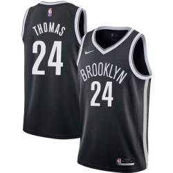Red Cam Thomas Nets #24 Twill Basketball Jersey