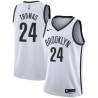 Black Cam Thomas Nets #24 Twill Basketball Jersey