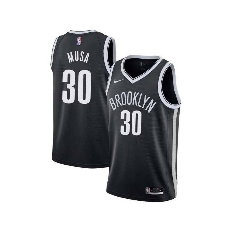 Black Dzanan Musa Nets #30 Twill Basketball Jersey