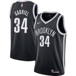 Red Wenyen Gabriel Nets #34 Twill Basketball Jersey