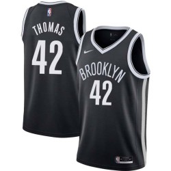 Black Lance Thomas Nets #42 Twill Basketball Jersey
