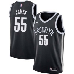 Black Mike James Nets #55 Twill Basketball Jersey