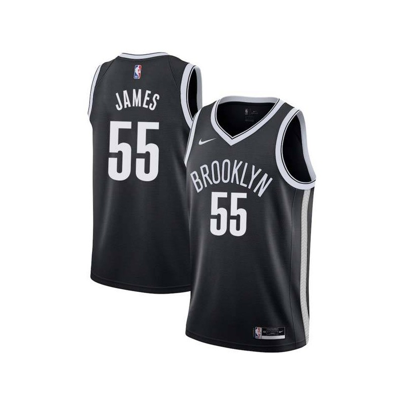 Black Mike James Nets #55 Twill Basketball Jersey