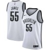 White Mike James Nets #55 Twill Basketball Jersey