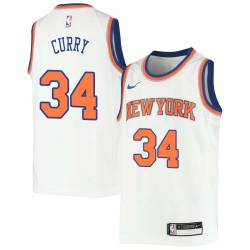 White Eddy Curry Twill Basketball Jersey -Knicks #34 Curry Twill Jerseys, FREE SHIPPING