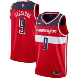 Red Ramon Sessions Wizards #9 Twill Basketball Jersey