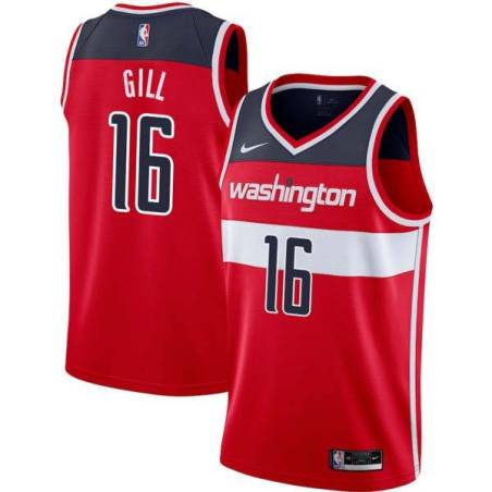 Red Anthony Gill Wizards #16 Twill Basketball Jersey