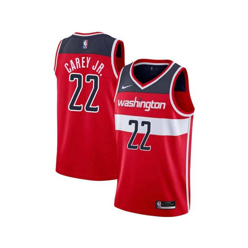 Red Vernon Carey Jr. Wizards #22 Twill Basketball Jersey