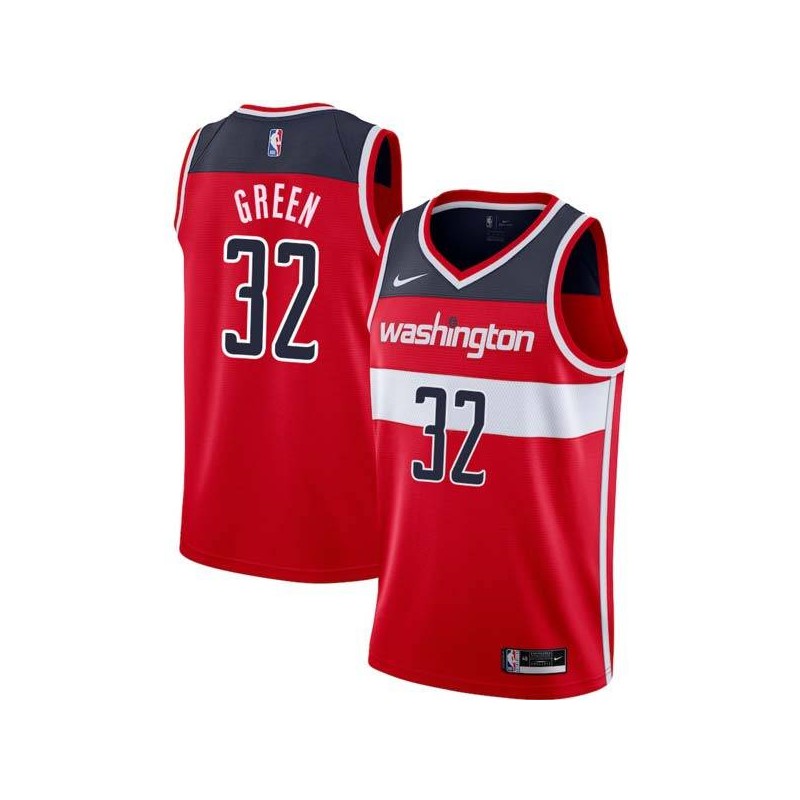 Red Jeff Green Wizards #32 Twill Basketball Jersey