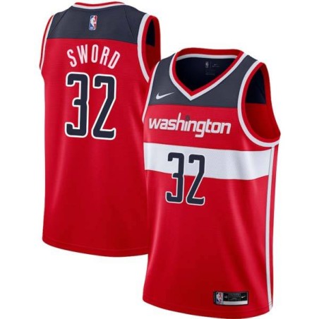 Red Craig Sword Wizards #32 Twill Basketball Jersey