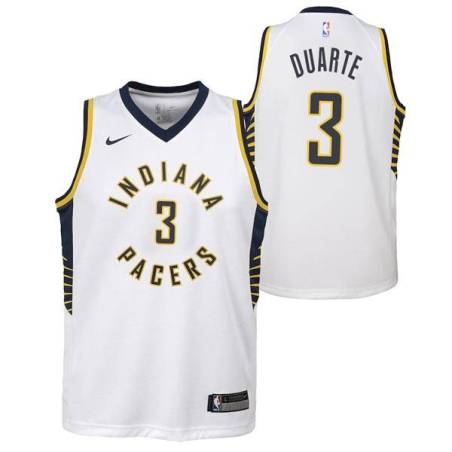 White Chris Duarte Pacers #3 Twill Basketball Jersey